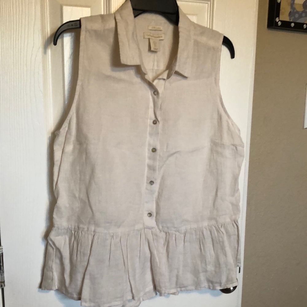 Catherine Malandrino Tan Peplum Blouse